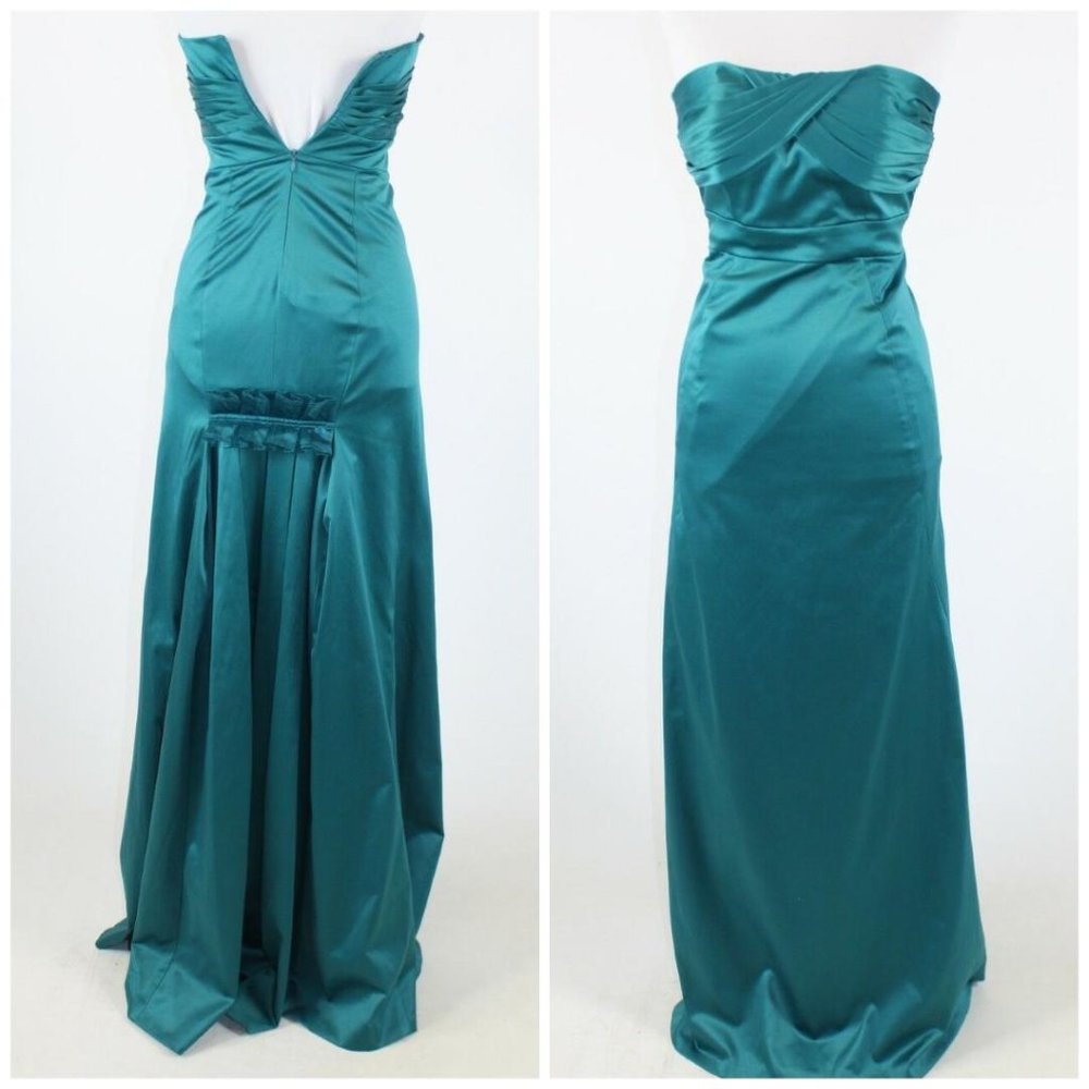 Bcbgeneration Teal Stretch Strapless Gown Maxi Bgk - image 3